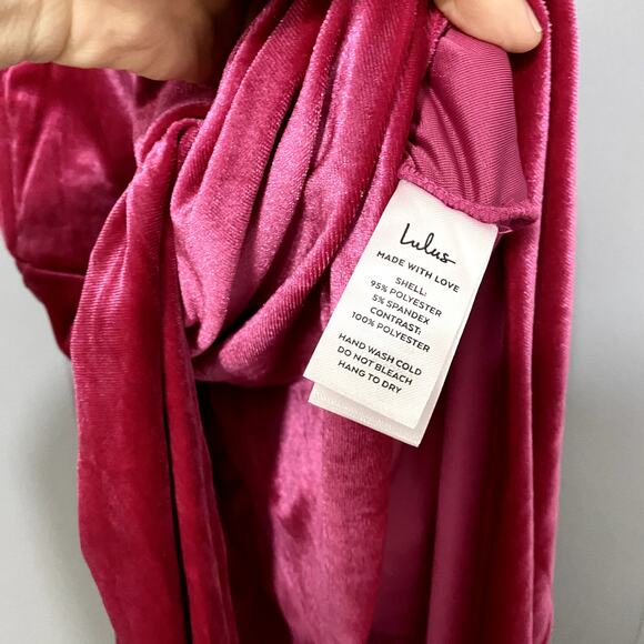 NEW Lulus My Dream Come True Pink Velvet Strapless Elegant Maxi Dress L - Picture 4 of 10